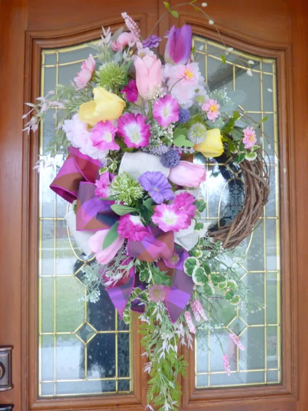 Front door wreath, Spring Wreaths, Front door decor