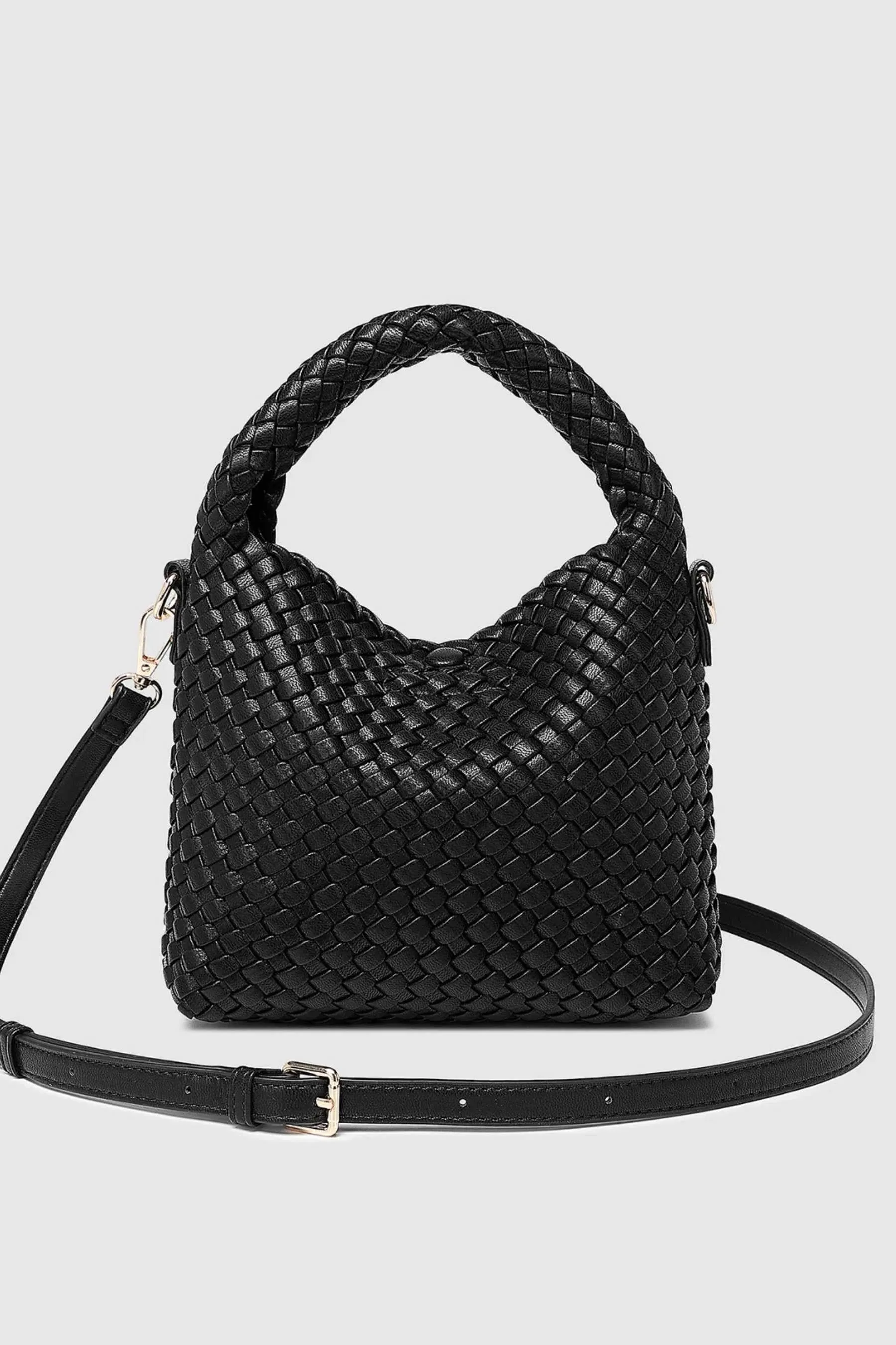 Gabby Mini Woven Shoulder Bag | Black