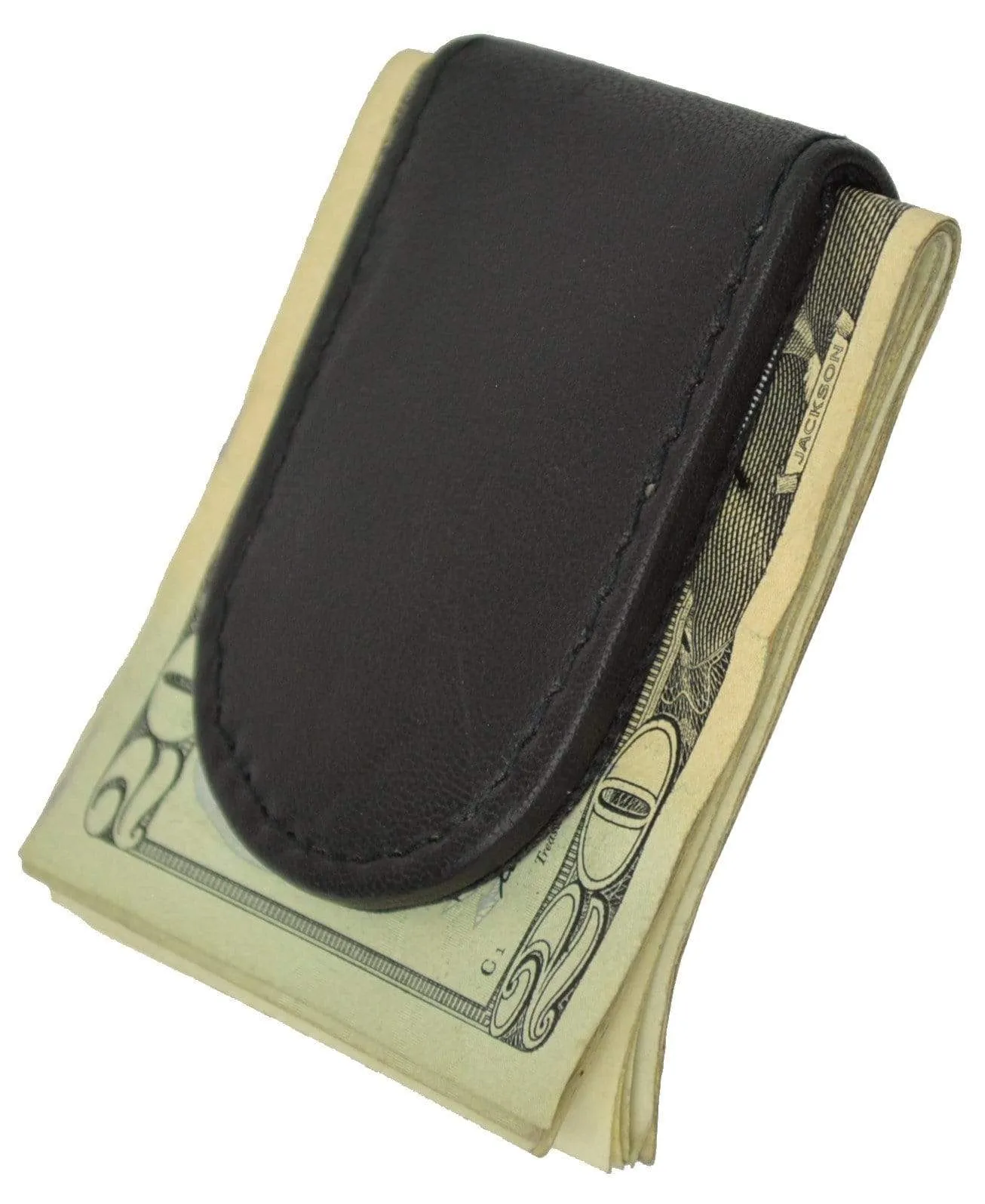 Genuine Leather Black Strong Magnetic Money Clip 812 CF (C)