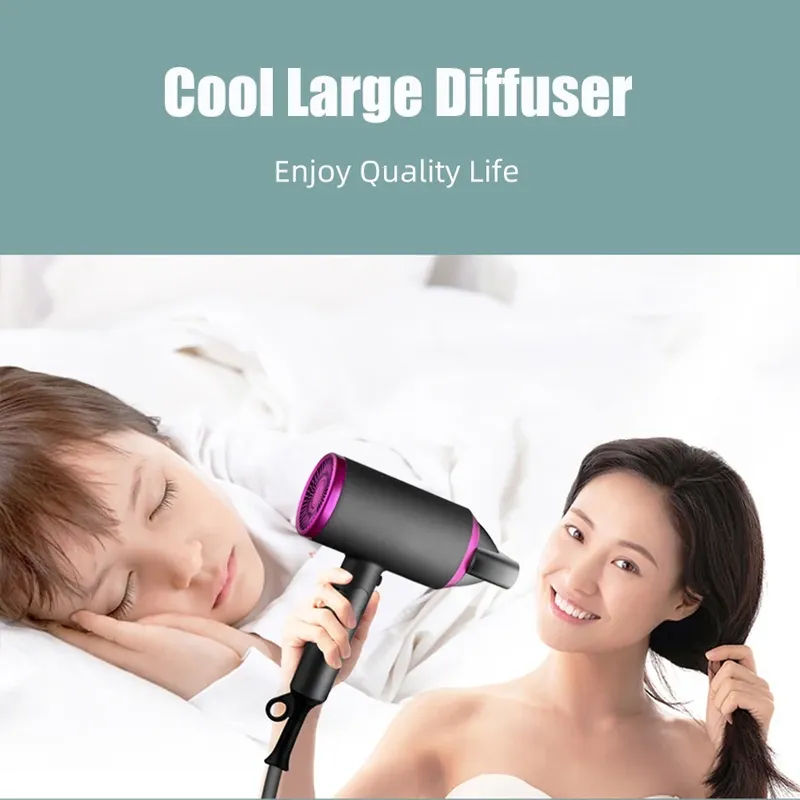 Hair Dryer with Diffuser -Foldable Ionic Hairdryer, 1800W, 19000rpm
