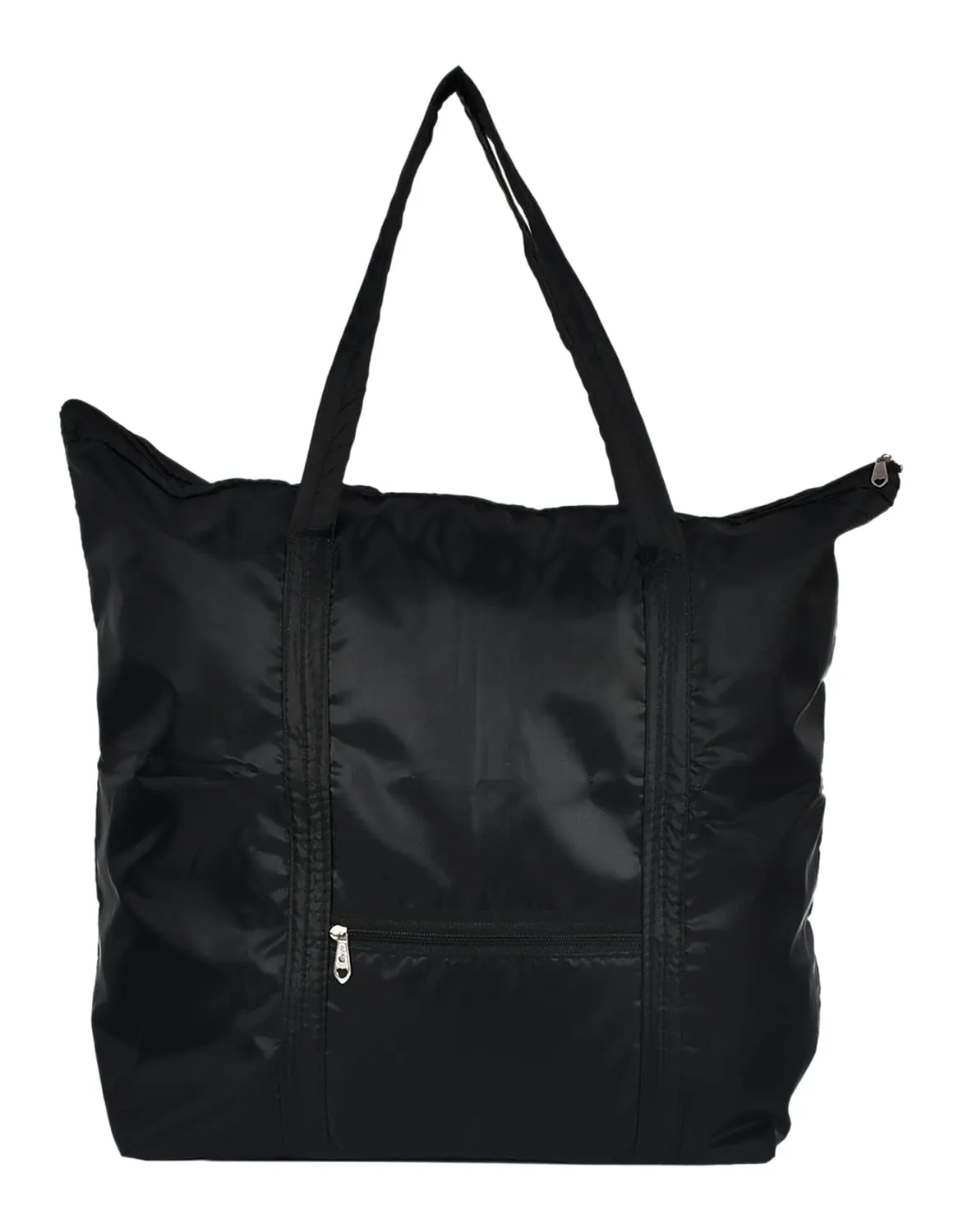 Heart Home Multiuses Polyster Storage Bag, Shopping Bag, Tote Bag, Cloth Bag With 1 Small Pocket & Handle - Pack of 3 (Black)-47HH01253