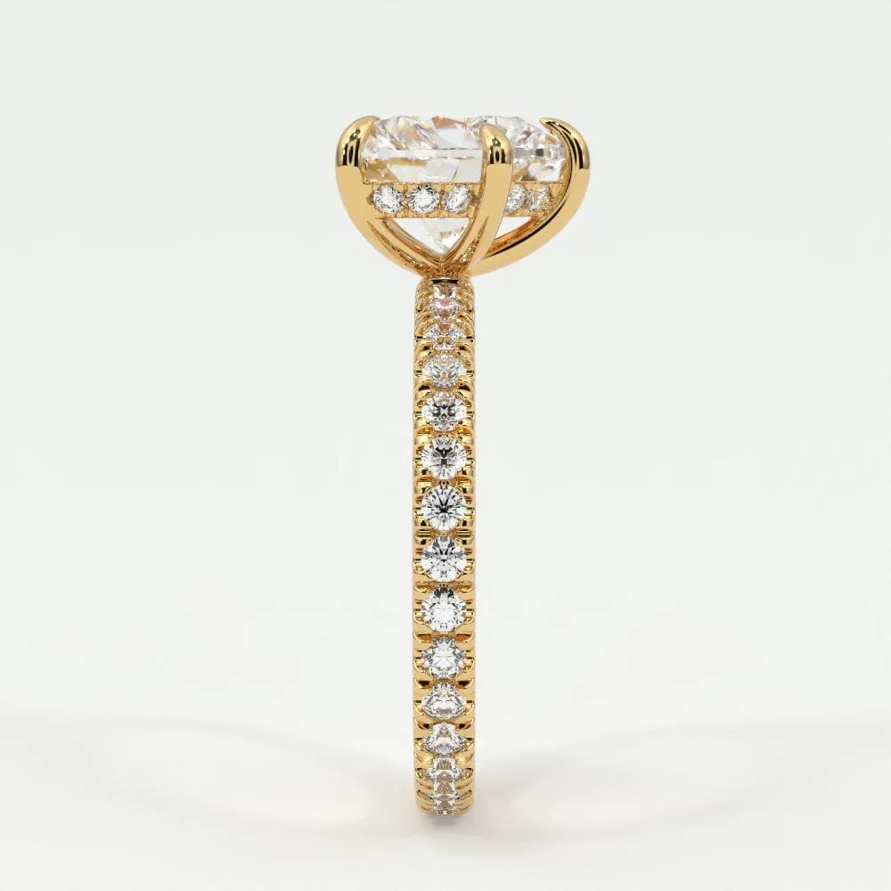 Heart Shape Pave Diamond Hidden Halo Triple Row Band