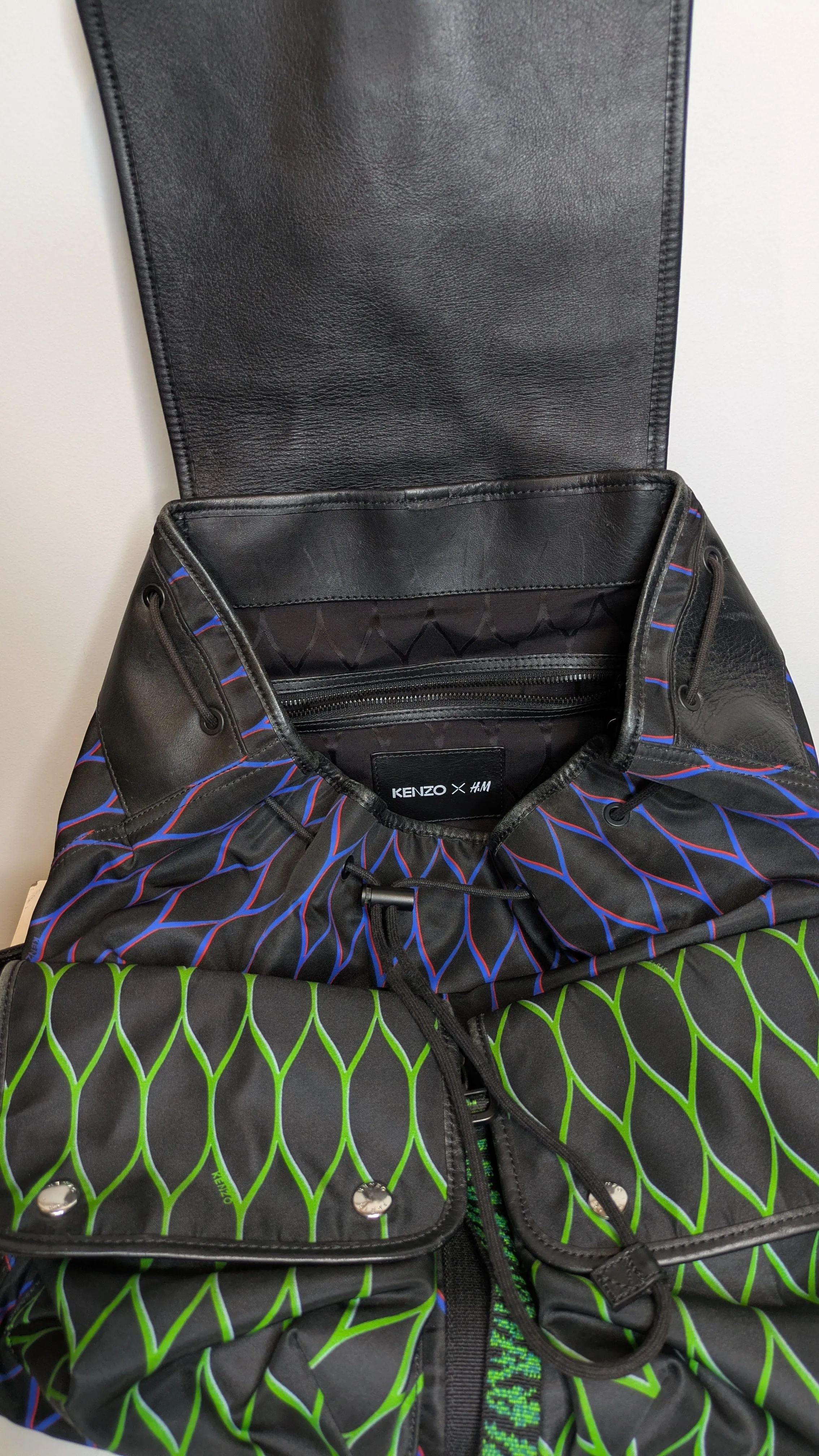 Kenzo x H&M Large Patterned Backpack Leather Trim