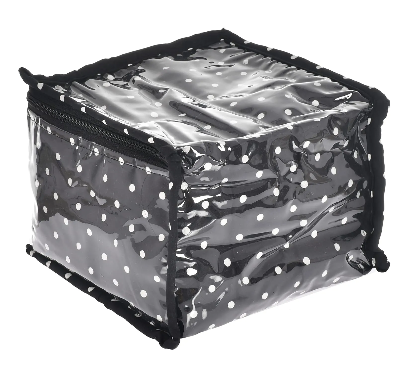 Kuber Industries Dot Printed Laminated PVC Jewellery Organiser/Storage Bag for Necklace: Earrings: Rings: Bracelet With 10 Transparent Pouches- Pack of 2 (Black)