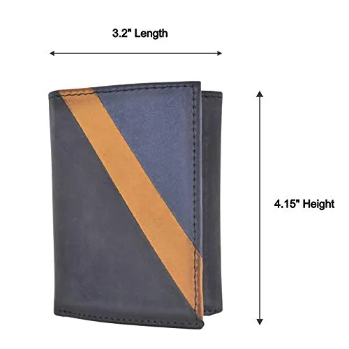 Leather Trifold RFID Blocking Wallet For Men With Flip Out ID Holder by Cazoro