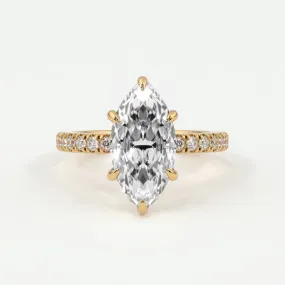 Marquise Cut Diamond Pave Band, Hidden Halo