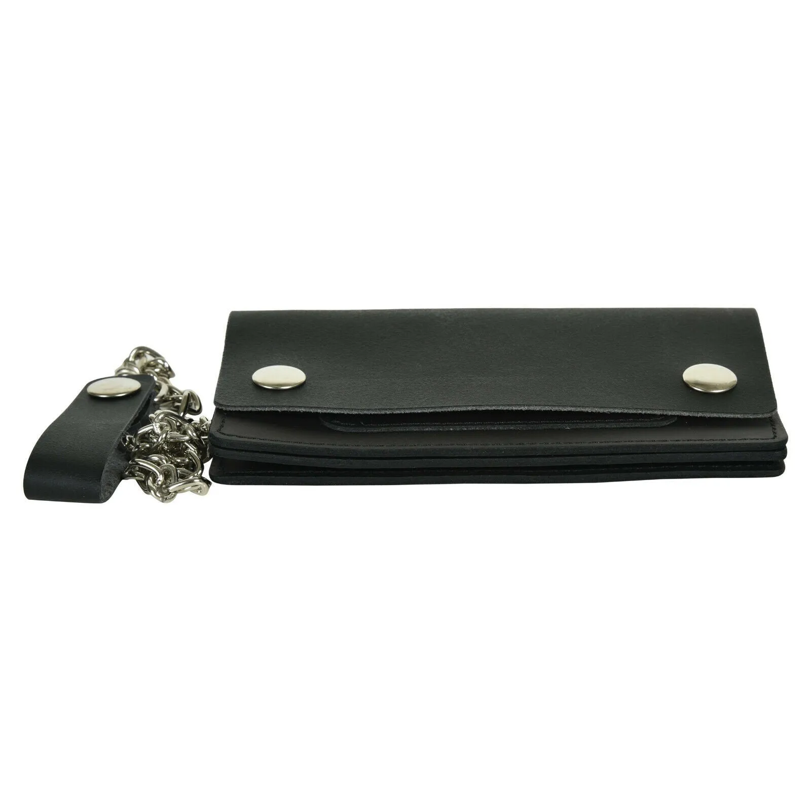 Marshal Men Motorcycle Trucker Biker Chain Wallet With Inside Zipper Black
