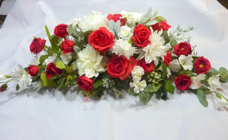 Memorial flowers in Red and White