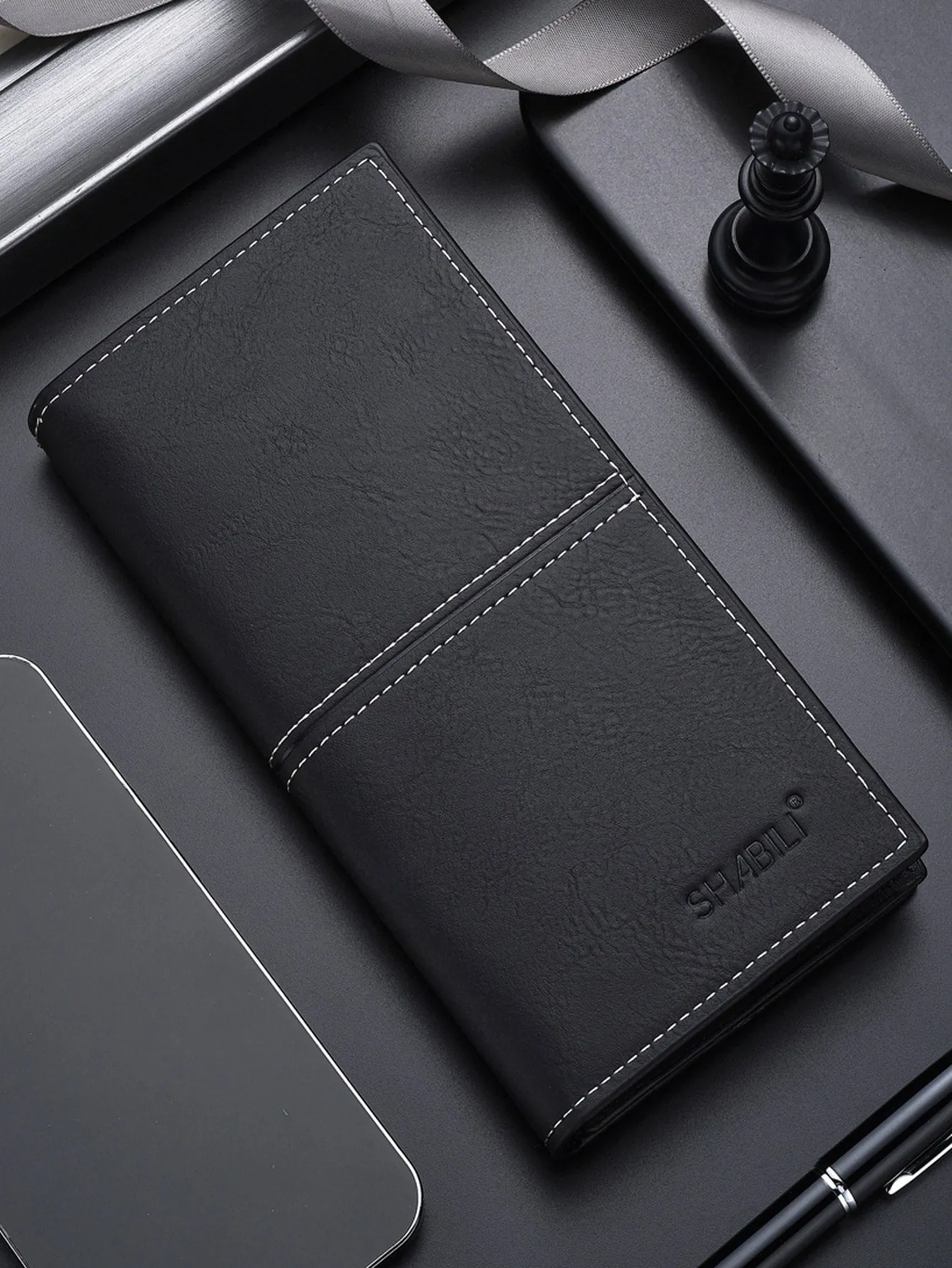 Men Stitch Detail Long Wallet Checkbook Cover Slim Portable,Money,Cash White-Collar Workers,For Men,For Male College,Work, Business, Commute,Office,For Anniversary,For Lover,For Birthday Gift,On Valentine Day Gift, Gift