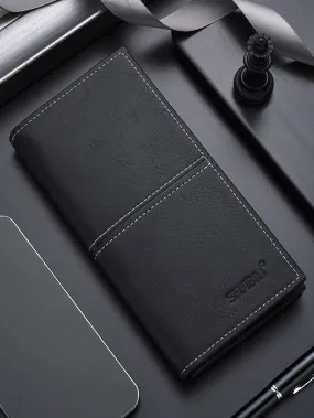 Men Stitch Detail Long Wallet Checkbook Cover Slim Portable,Money,Cash White-Collar Workers,For Men,For Male College,Work, Business, Commute,Office,For Anniversary,For Lover,For Birthday Gift,On Valentine Day Gift, Gift