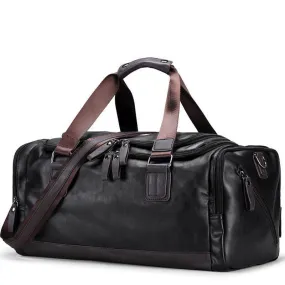 Mens PU Leather Gym Bag Sports Duffel Travel Luggage