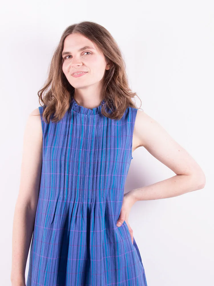 Meredith Sleeveless Dress - Lagoon Plaid
