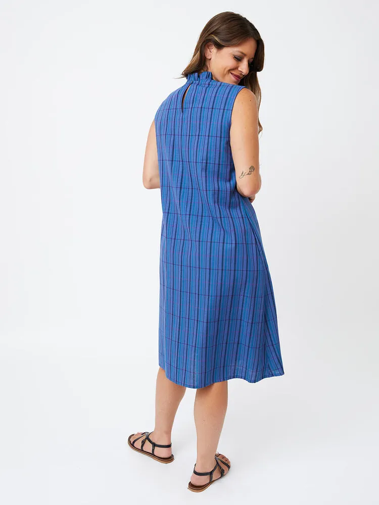 Meredith Sleeveless Dress - Lagoon Plaid