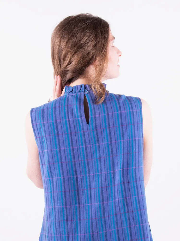 Meredith Sleeveless Dress - Lagoon Plaid