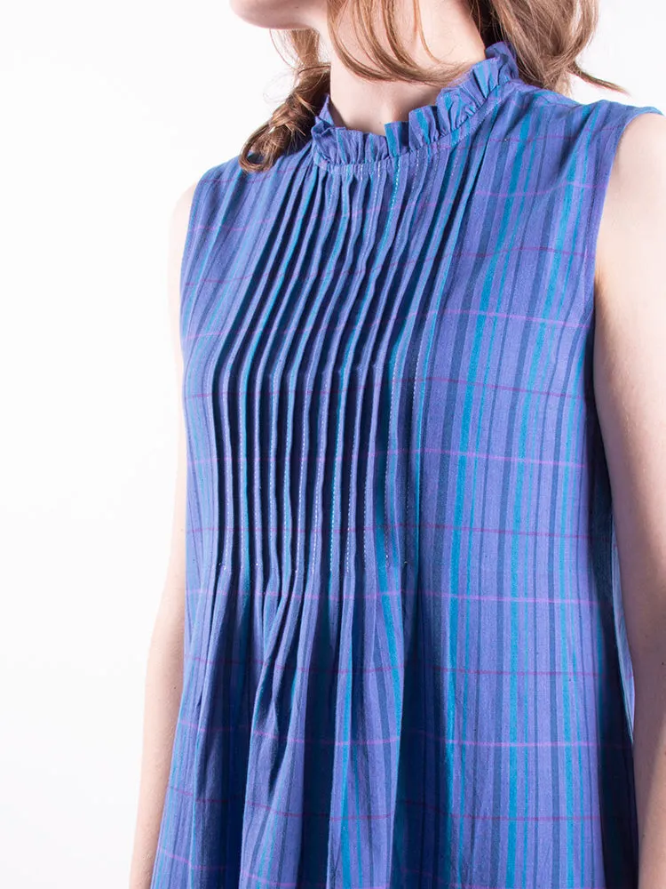 Meredith Sleeveless Dress - Lagoon Plaid