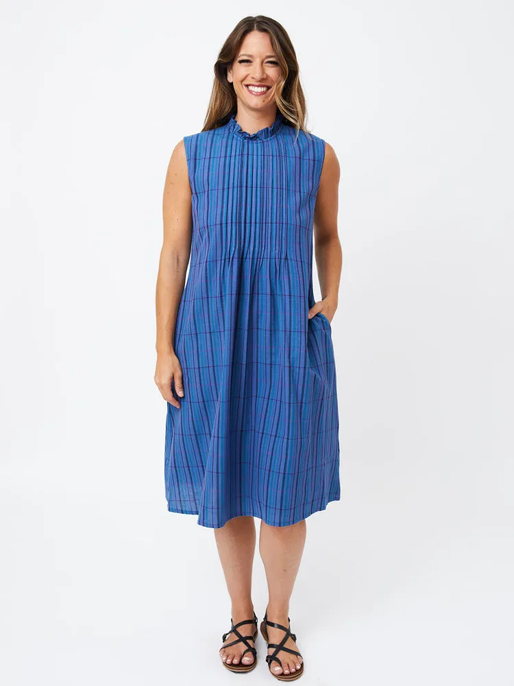 Meredith Sleeveless Dress - Lagoon Plaid
