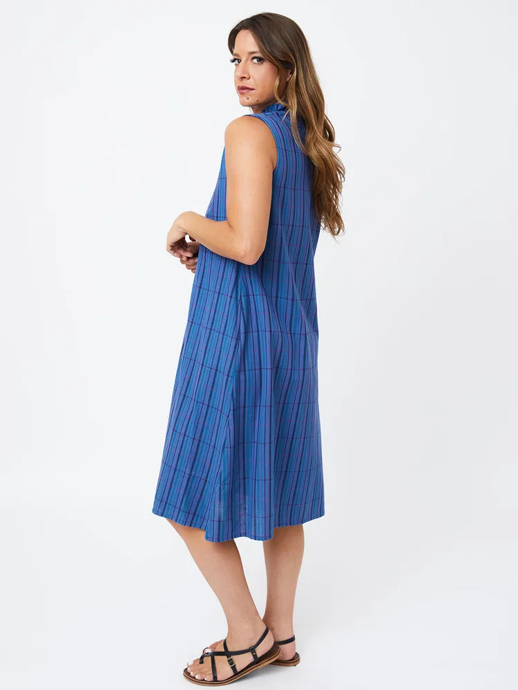 Meredith Sleeveless Dress - Lagoon Plaid