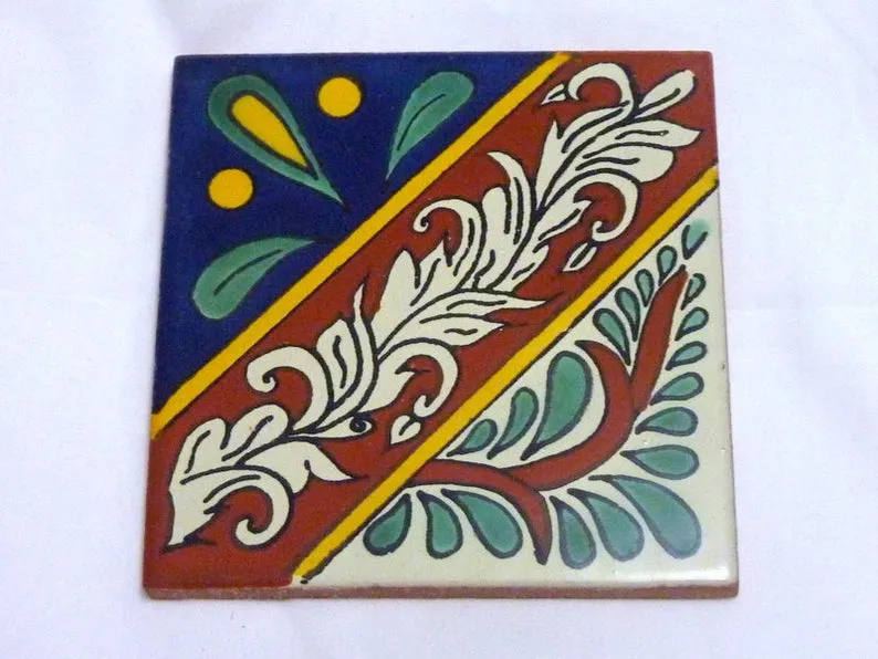 Mexican tile Coasters, Talavera tile Coasters, Set of 4 hand painted coasters