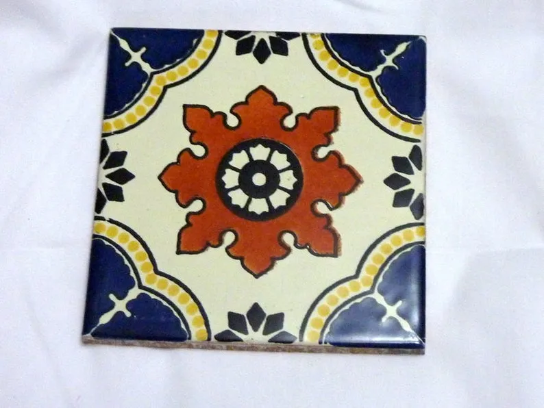 Mexican tile Coasters, Talavera tile Coasters, Set of 4 hand painted coasters