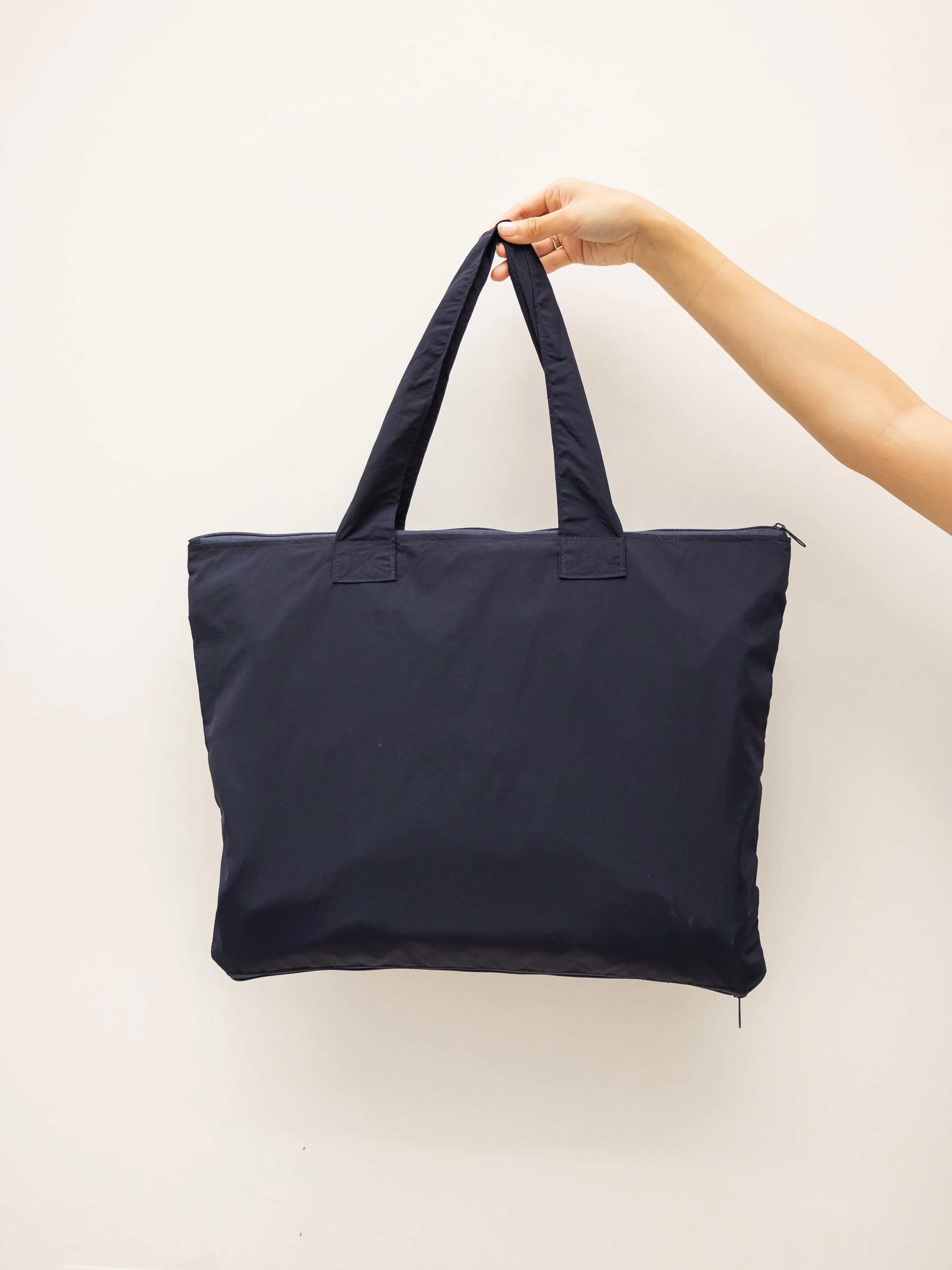 Nude Checkered Navy CarryAll Expandable Washable Tote Bag 2.0