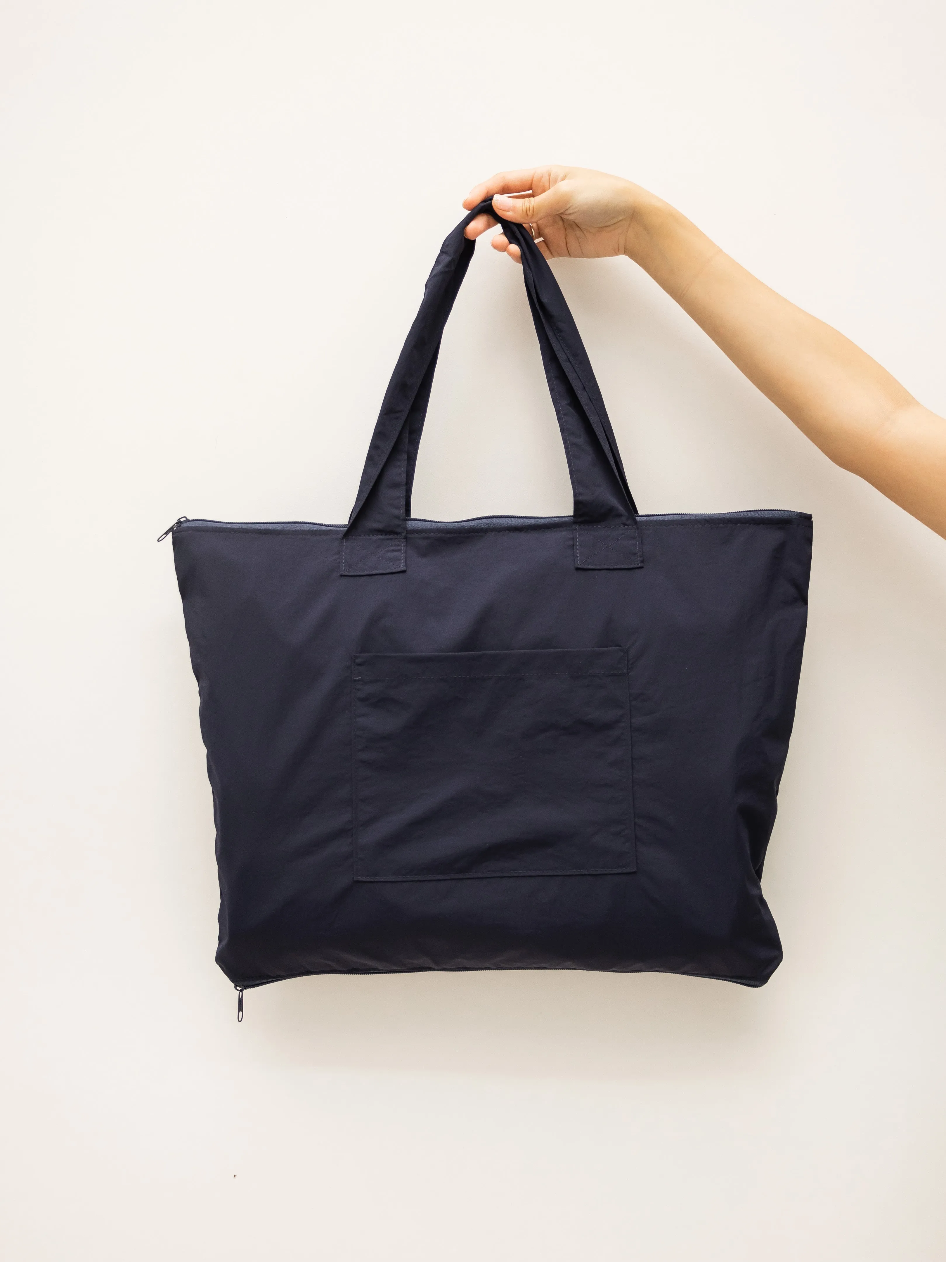 Nude Checkered Navy CarryAll Expandable Washable Tote Bag 2.0