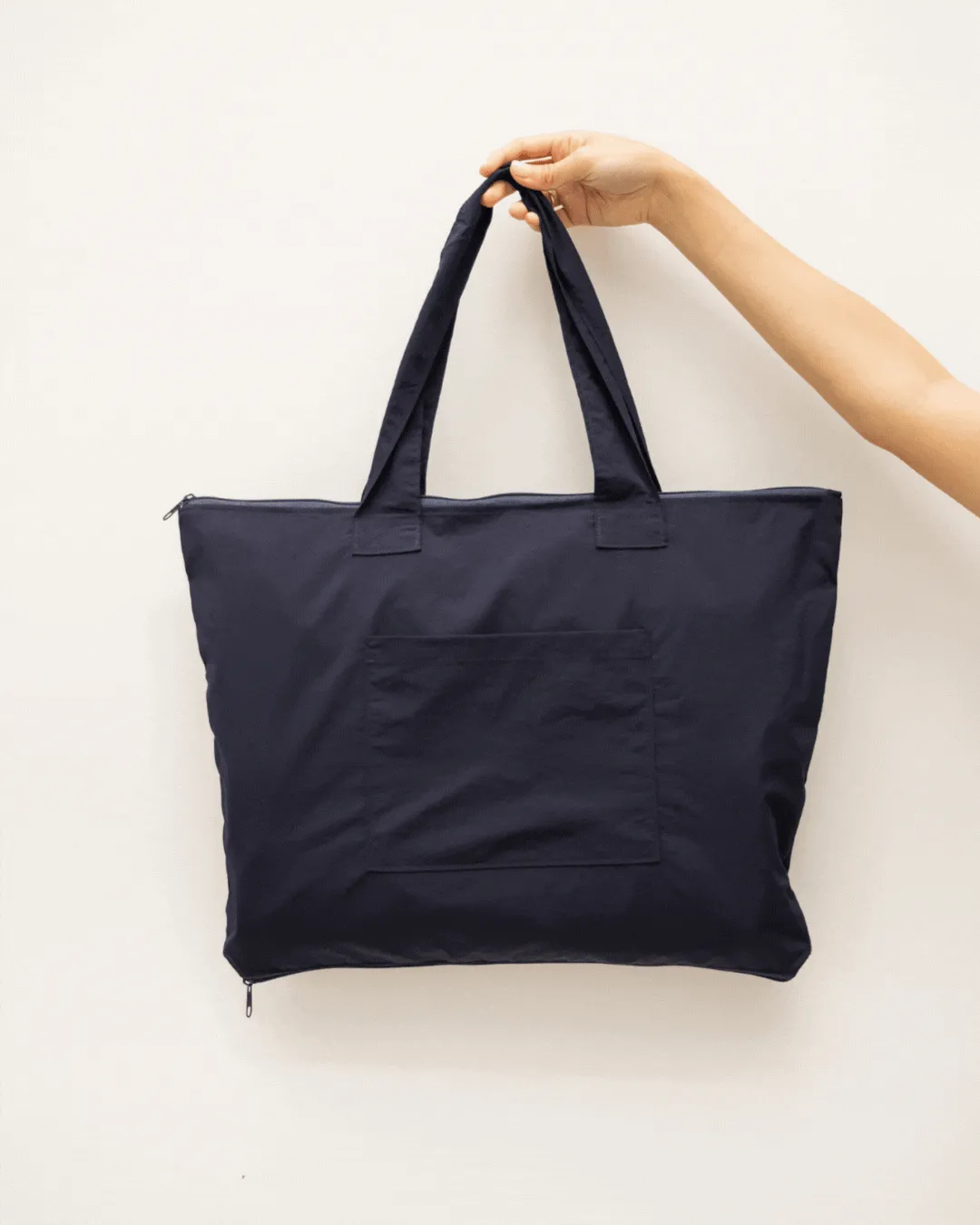 Nude Checkered Navy CarryAll Expandable Washable Tote Bag 2.0
