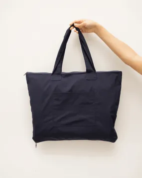 Nude Checkered Navy CarryAll Expandable Washable Tote Bag 2.0