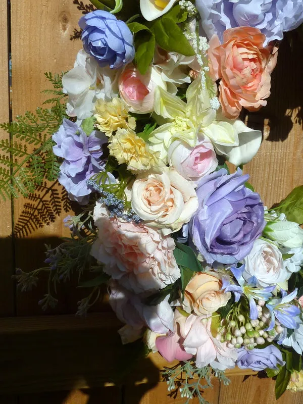 Pastel Wedding Wreath, Summer wreath, Pastel floral wreath