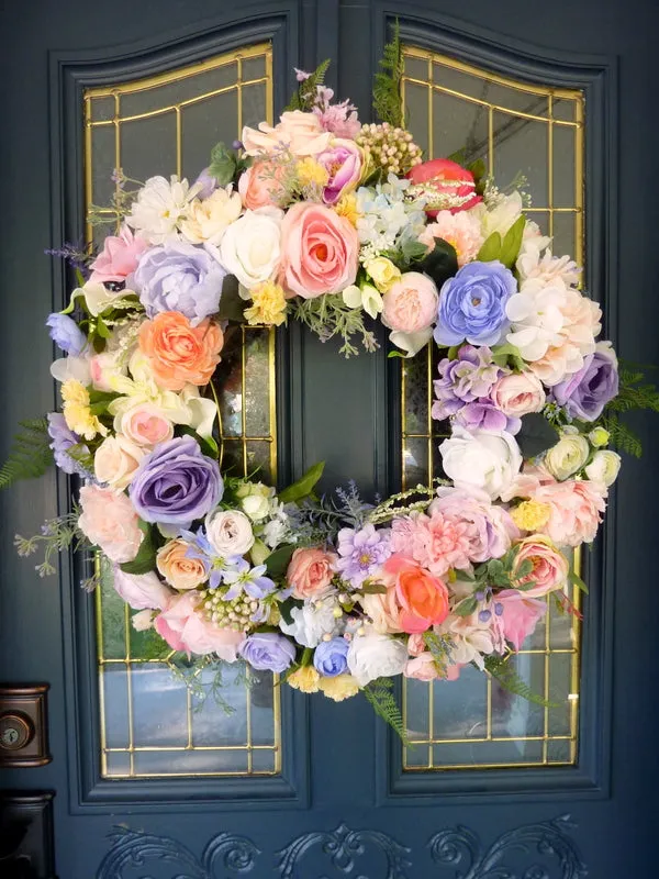 Pastel Wedding Wreath, Summer wreath, Pastel floral wreath