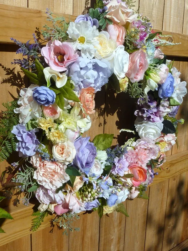 Pastel Wedding Wreath, Summer wreath, Pastel floral wreath