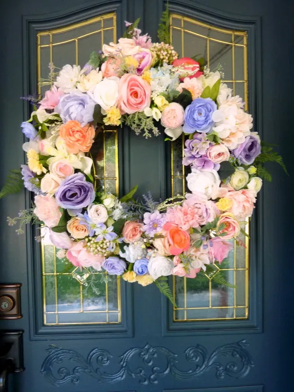 Pastel Wedding Wreath, Summer wreath, Pastel floral wreath