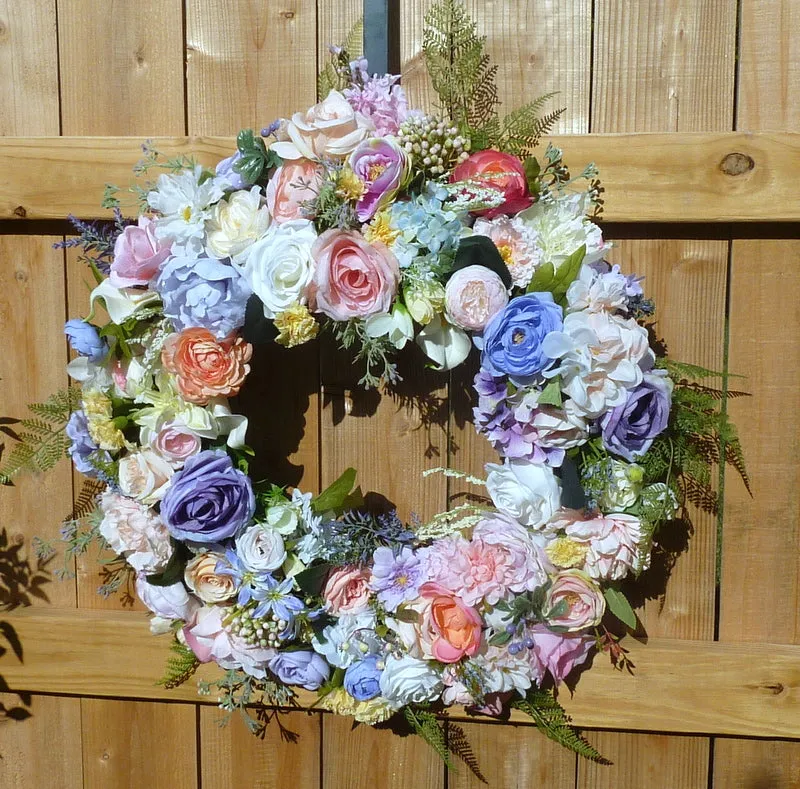 Pastel Wedding Wreath, Summer wreath, Pastel floral wreath