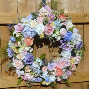 Pastel Wedding Wreath, Summer wreath, Pastel floral wreath