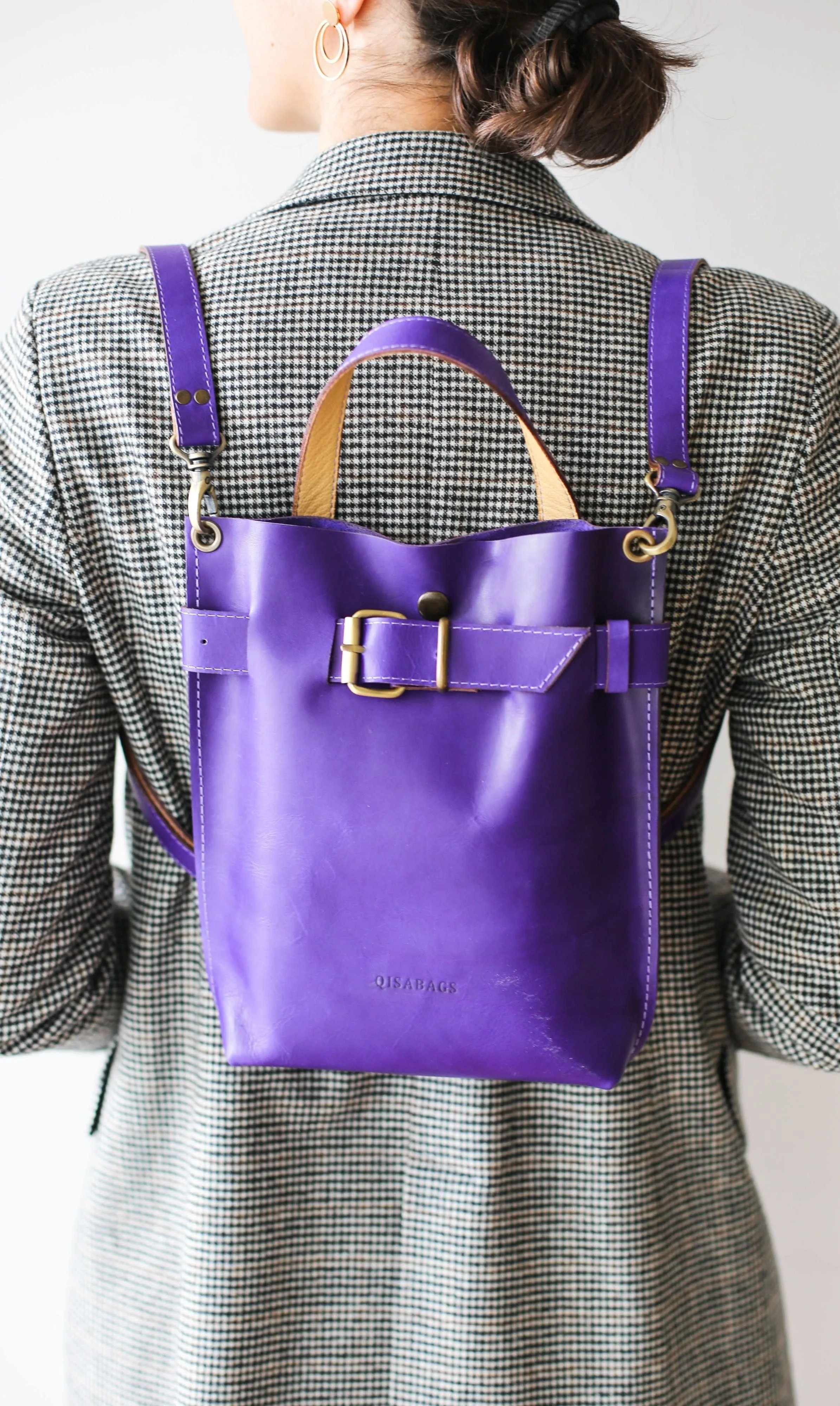 Purple Mini Leather Backpack