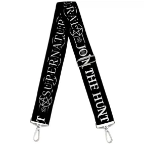 Purse Strap - SUPERNATURAL JOIN THE HUNT Icons Logo Pentagrams Black White