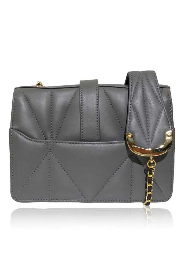 QUILTED SHEEP LEATHER MINI BOX BAG GREY