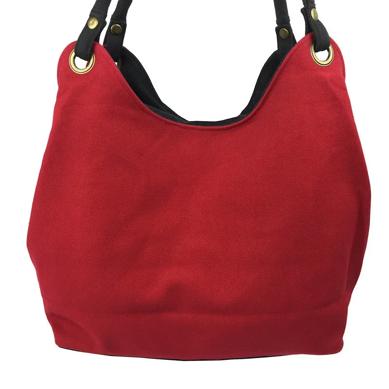 Red Handwoven Shoulder Bag - Beaded Cotton Bag