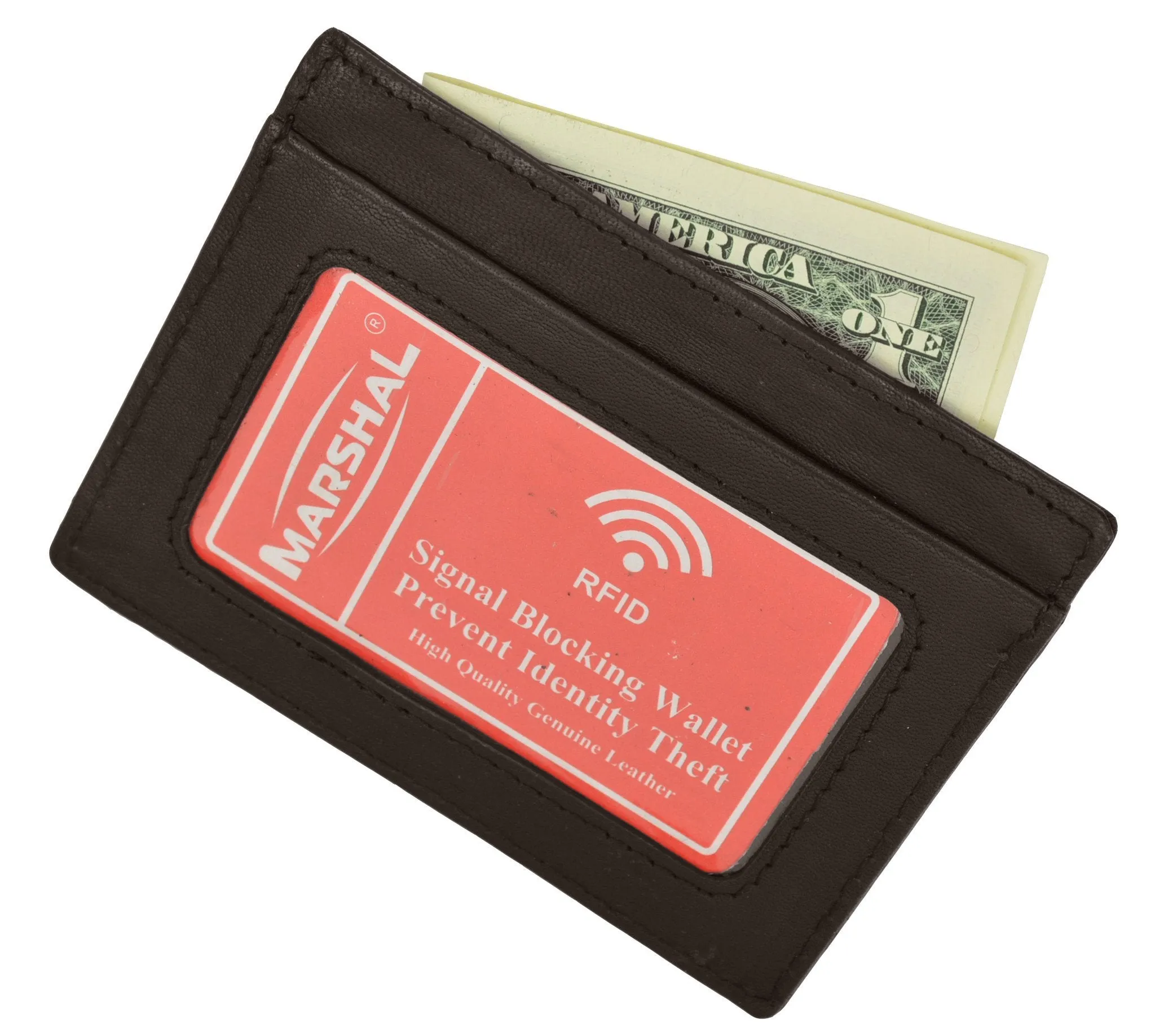 RFID Wallet Mens Slim Leather RFID Blocking Front Pocket Wallet Thin Card Holder RFID P 370