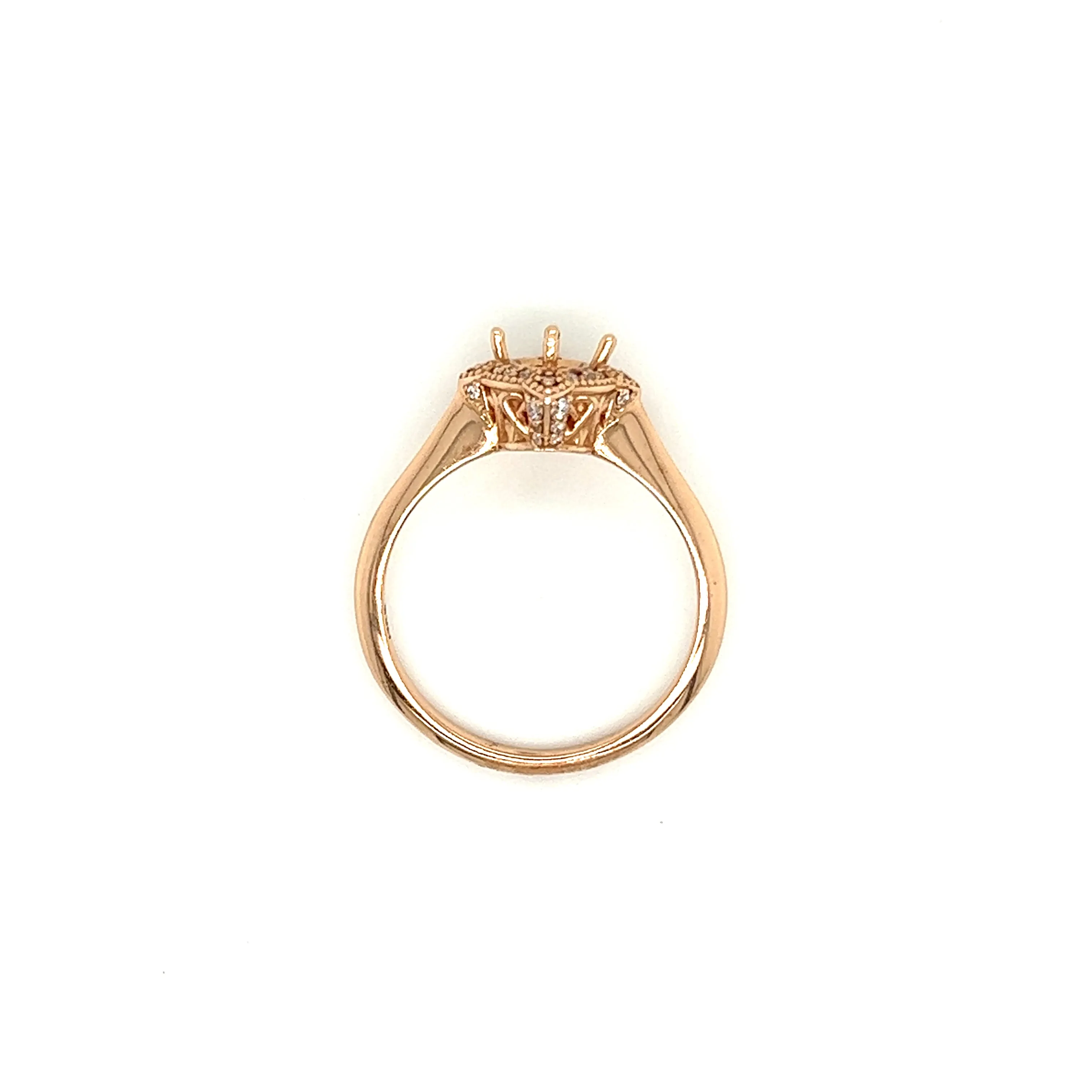 Ring Setting with Diamond Halo in 14K Rose Gold