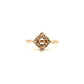 Ring Setting with Diamond Halo in 14K Rose Gold