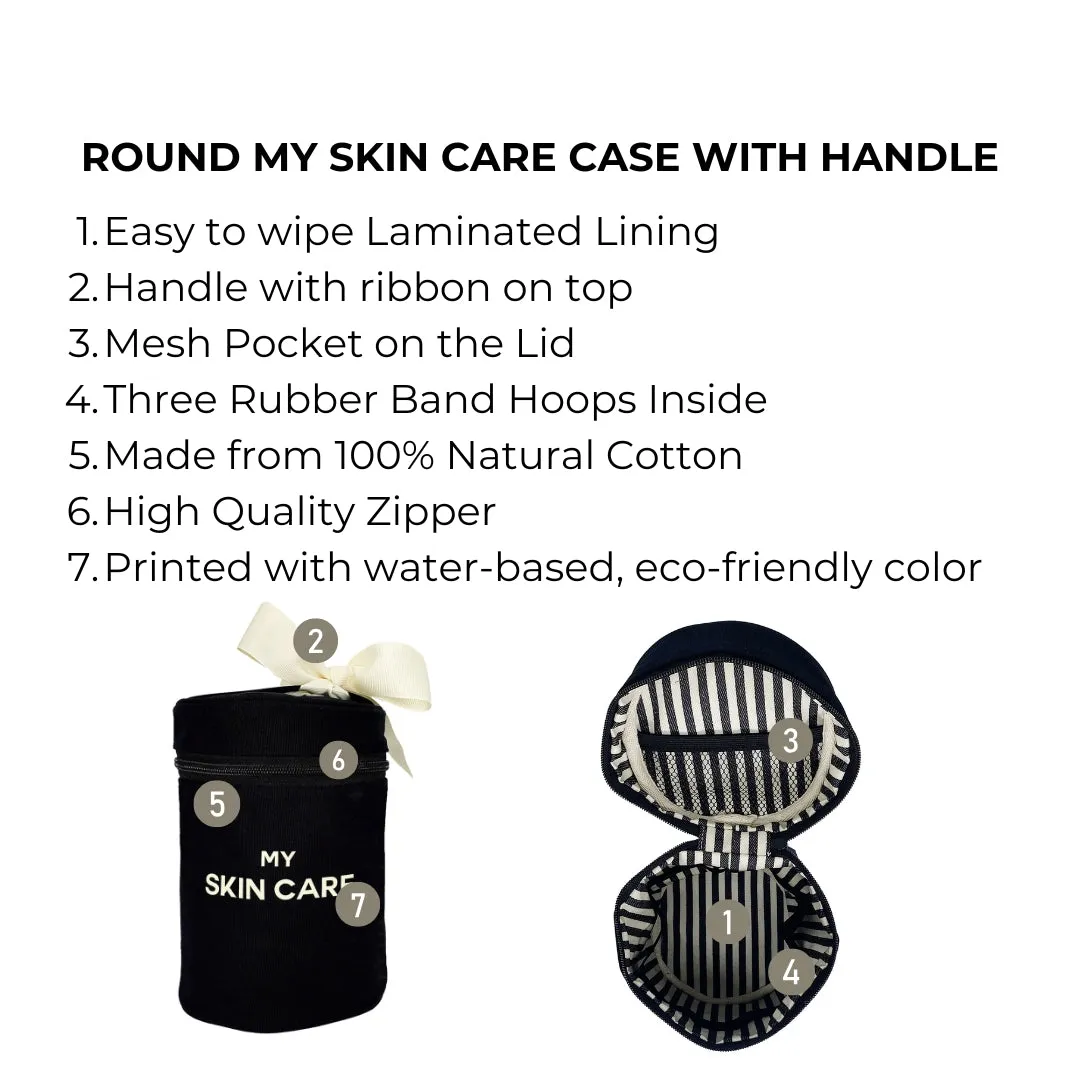 Round Skin Care Case with Handle, Black