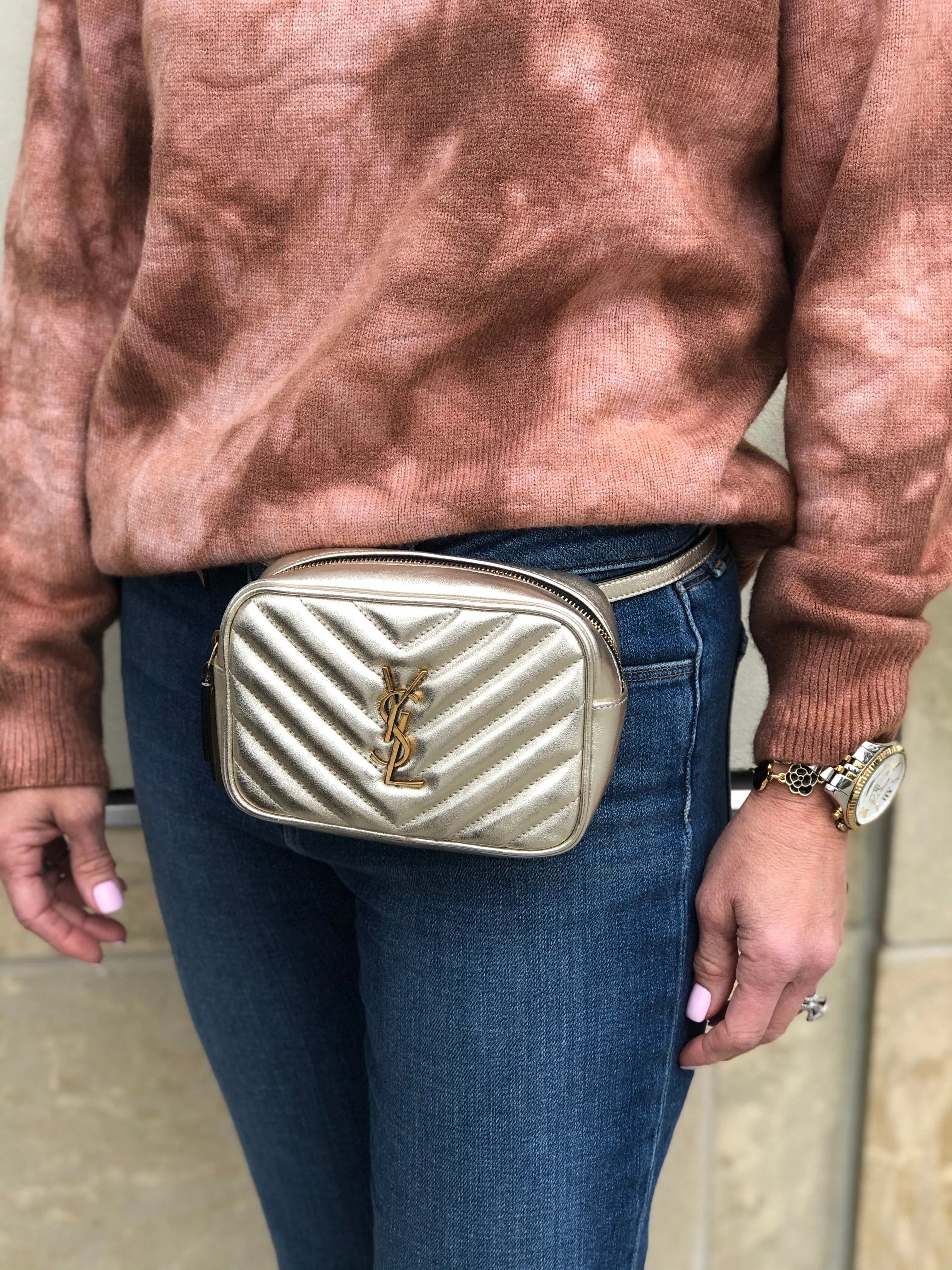 Saint Laurent Metallic Matelasse Belt Bag