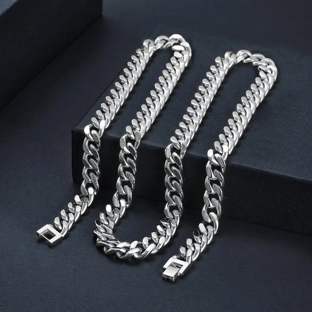 Silver Cuban Chain Necklace (10mm)