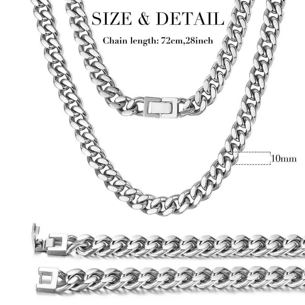 Silver Cuban Chain Necklace (10mm)