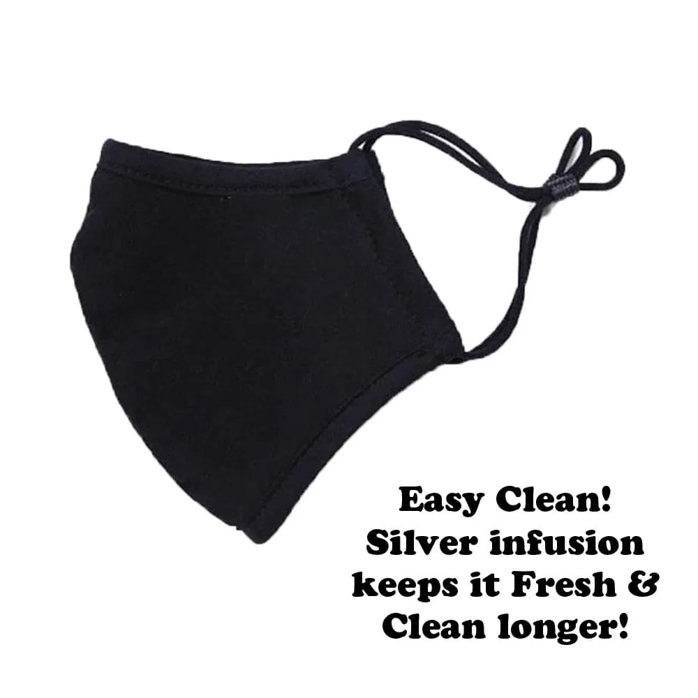 Silver Infused Re-Usable Face Mask - Washable & Adjustable Kids & Adults
