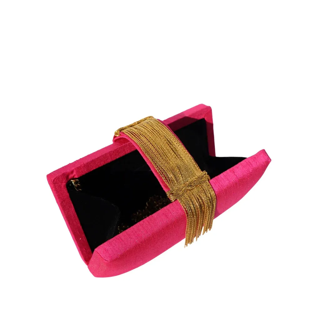 Simitri Cranberry Sauce Fringe Clutch