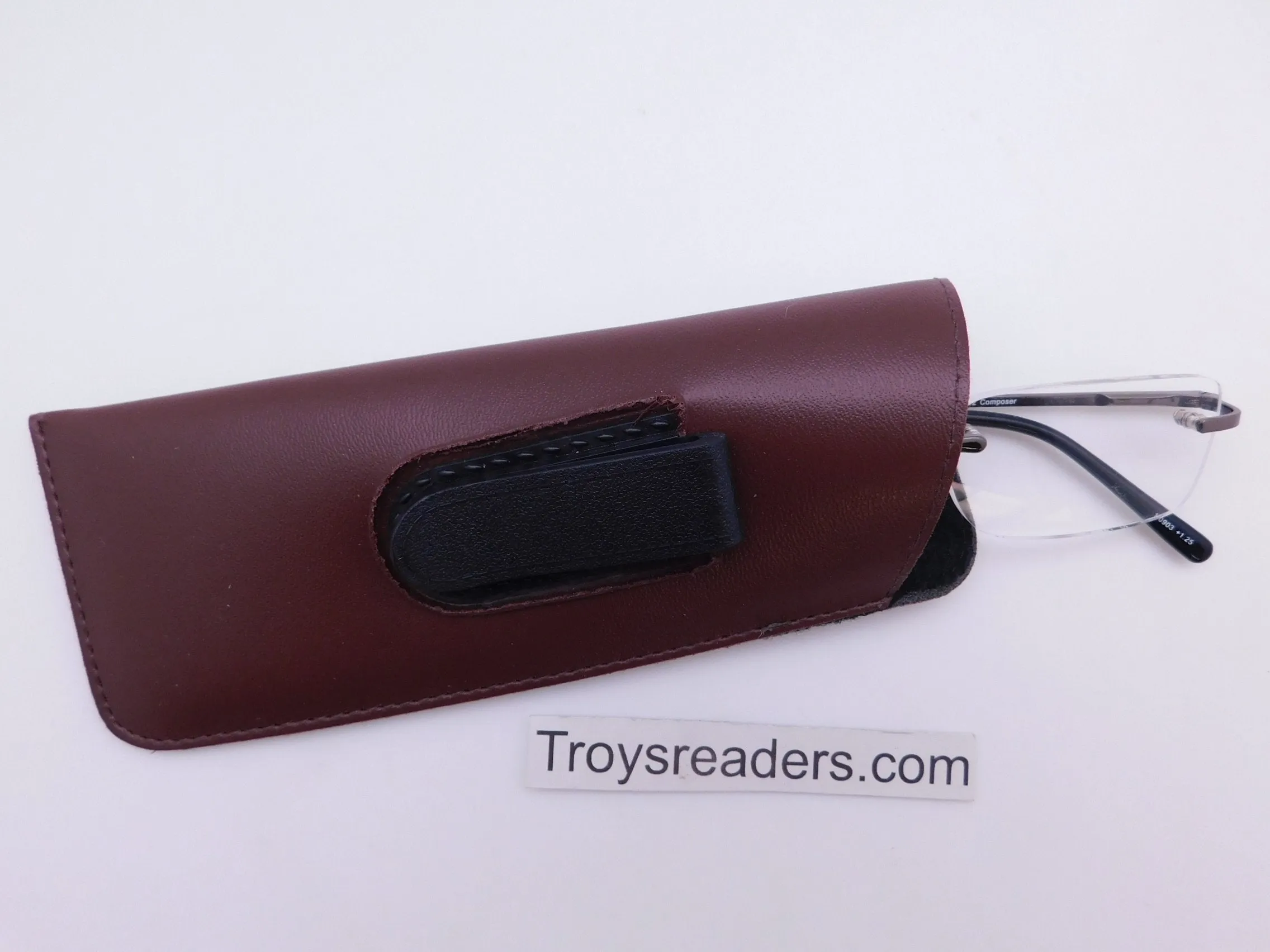 Small Faux Leather Glasses Sleeve/Pouch with Belt Clip in Three Colors