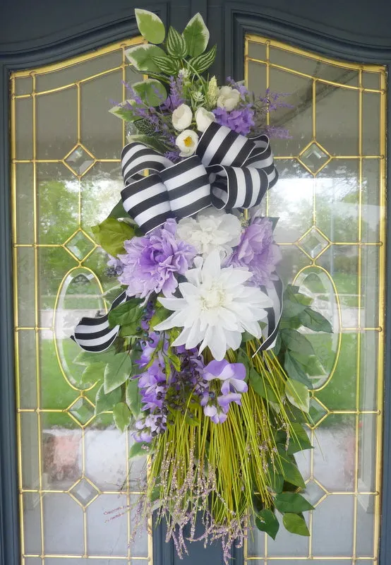 Spring wreath in Lavender and White