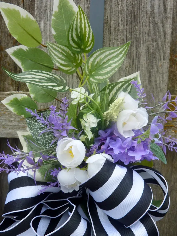 Spring wreath in Lavender and White