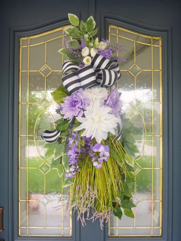 Spring wreath in Lavender and White